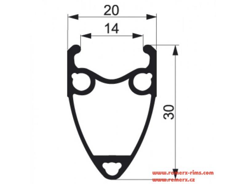 Ráfek Remerx Taurus 622x14, bez nýtu, 32 děr, černý