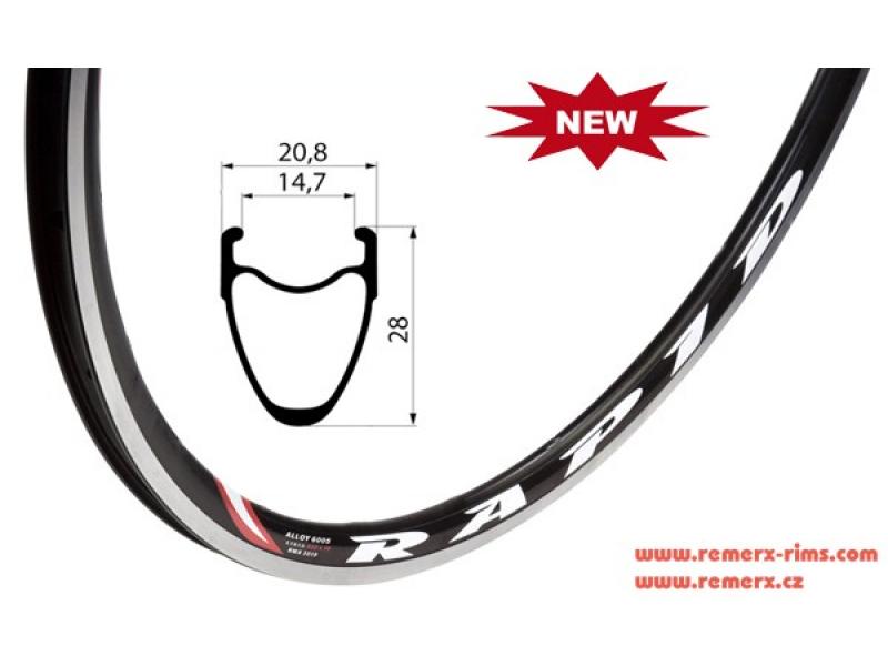 Ráfek Remerx Rapid 622x15, bez nýtu, 32 děr, černý