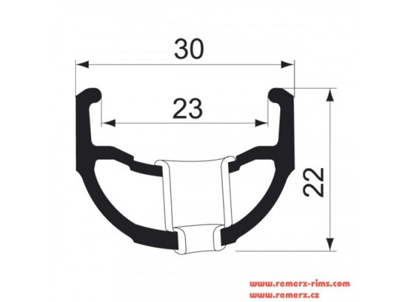 Ráfek Remerx Jumbo 559x23, 2 nýt, 32 děr, černý